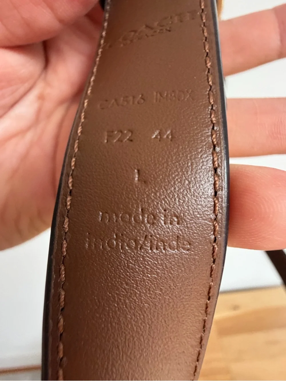 Coach Reversible Signature Canvas Belt in Khaki and Brown with Gold Buckle
